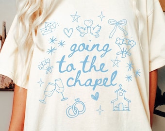 Going to the Chapel Comfort Colors Tshirt Blue, Coquette Bachelorette, Bride Tshirt, Just Engaged Shirt, Gifts for Newly Engaged