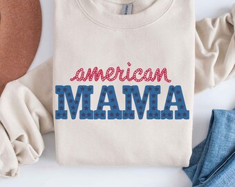 Felpa American Mama, girocollo con bandiera americana del 4 luglio, maglione America, felpa Freedom, girocollo USA, felpa Independence Day