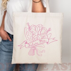 Future Mrs Bouquet Tote Bag, Engagement Gift, Bridal Tote Bag