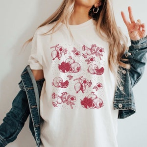 Pomegranate Shirt, Fruit Botanical Shirt, Cottage Core Clothes, Pomegranate Gift T-Shirt