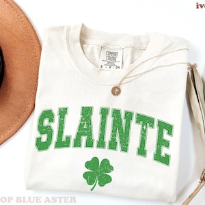 Comfort Colors® Slainte St Patrick&#39;s Day T-Shirt, irisches Retro-Shirt, Unisex-Glückskleeblatt-Shirt, süßes St. Patricks-Shirt, glückliches T-Shirt