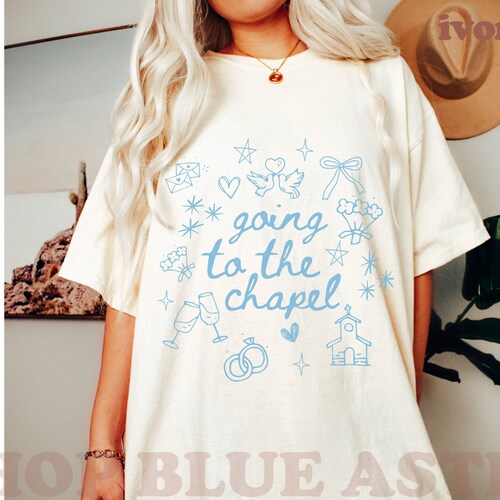 Going to the Chapel Comfort Colors Tshirt Blue, Coquette Bachelorette, Bride Tshirt, Just Engaged Shirt, Gifts for Newly Engaged