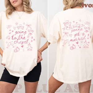 Maglietta personalizzata &quot;Future Mrs Andrò in Cappella, Mi Sposerò&quot;, colori comfort davanti e dietro, maglietta da addio al nubilato, maglietta da sposa, Appena Fidanzato