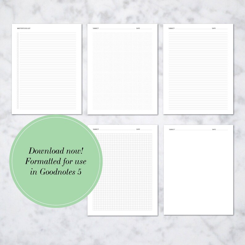Simple Notes Pages for Goodnotes 5 Etsy