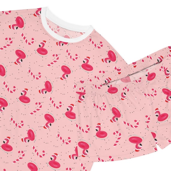 Two Piece Christmas Flamingo Pajamas Pink Flamingo Pajamas Etsy