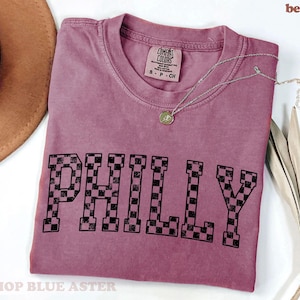 Comfort Colors® Philly Retro Checkered Distressed Unisex T-Shirt, Philadelphia T-Shirt, Gift for Philly People, Philly Graphic Tee