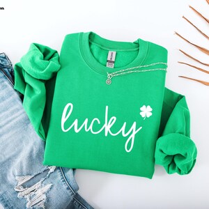 Lucky Sweatshirt, Shamrock Sweatshirt, St Patricks Day Sweatshirt, St Paddys Gift Sweatshirt, Lucky Clover, Gift For Her, Women&#39;s Sweatshirt