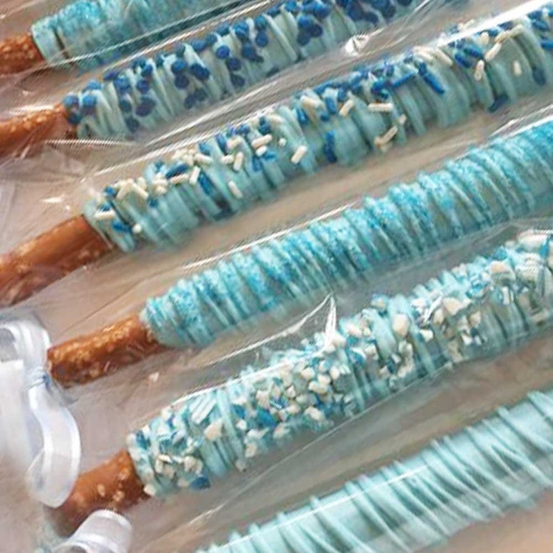 Blue Chocolate Covered Pretzel Rods / Favors Perfect for Etsy