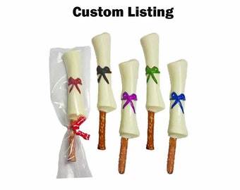 CUSTOM 50 Graduation Chocolate Covered Pretzel Rods / includes ICE PACKS Custom Colors / Pretzels Boxed Sets