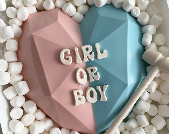Baby Announcement / Gender Reveal/Breakable Chocolate Heart / Baby Gift / Smash Heart  / Smashable Gift with Hammer New Baby Gift Gift/ cake