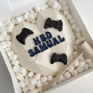 Birthday Breakable Chocolate Heart / Smash Cake Gift / Pinata Gift with Hammer / Birthday Gift / Candy / Gift For Teen Boys Husband Sons Men