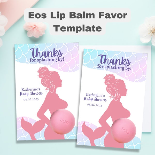 EOS Baby Shower Favor Tags Customizable Instant Download Printable EOS Lip Balm Party Favor Easy Thank You Personalized Templates Baby Girl