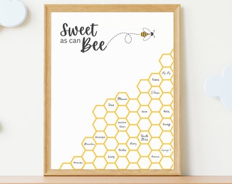 Instant Download Honeybee Baby Shower Printable Guest Book Alternative Beehive Guestbook Sign Bee Baby Shower Decor Nursery Decor Keepsake