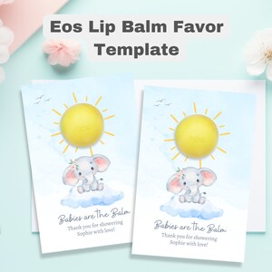 EOS Baby Shower Favor Tags Customizable Instant Download Printable EOS Lip Balm Party Favor Easy Thank You Personalized Templates Baby Girl