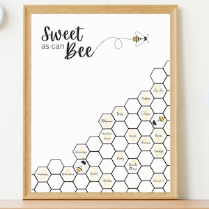Instant Download Honeybee Baby Shower Printable Fingerprint Guest Book Alternative Beehive Guestbook Bee Decor Nursery Decor New Baby Gift
