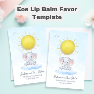 EOS Baby Shower Favor Tags Customizable Instant Download Printable EOS Lip Balm Party Favor Easy Thank You Personalized Templates