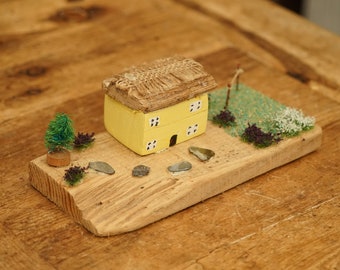 Driftwood Cottages Art - Driftwood House Scene - Driftwood Art - Driftwood Scene