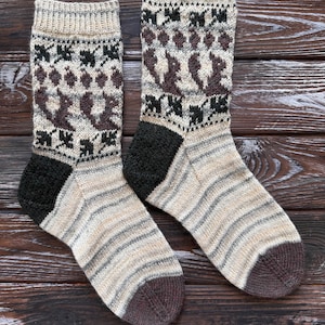Knitted Socks Hand Knit Socks Warm Socks ladies socks warm boots squirrels socks Handknit Socks Hadmade Socks Warm Feet Woolen Socks