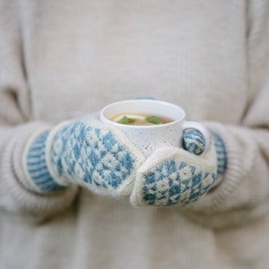 Quilt Mittens knitting pattern for women, Roositud Technique, 2 sizes, PDF instant digital download