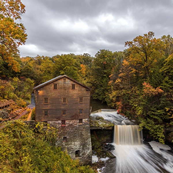 Lanterman's Mill in the Fall at Sunrise - Mill Creek Park, Youngstown, Ohio