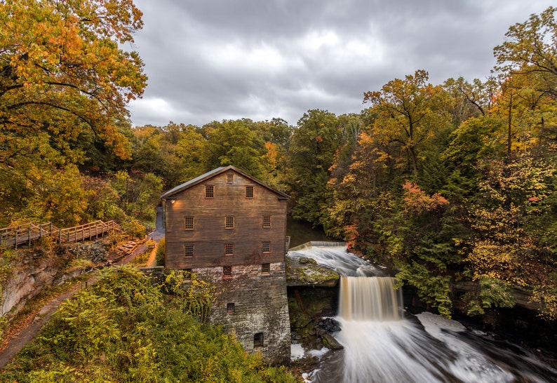Lanterman's Mill in the Fall at Sunrise Mill Creek Park, Youngstown, Ohio image 1