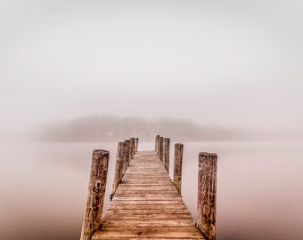 Boat Dock on a Foggy Morning - Horizontal Orientation, Lake Life