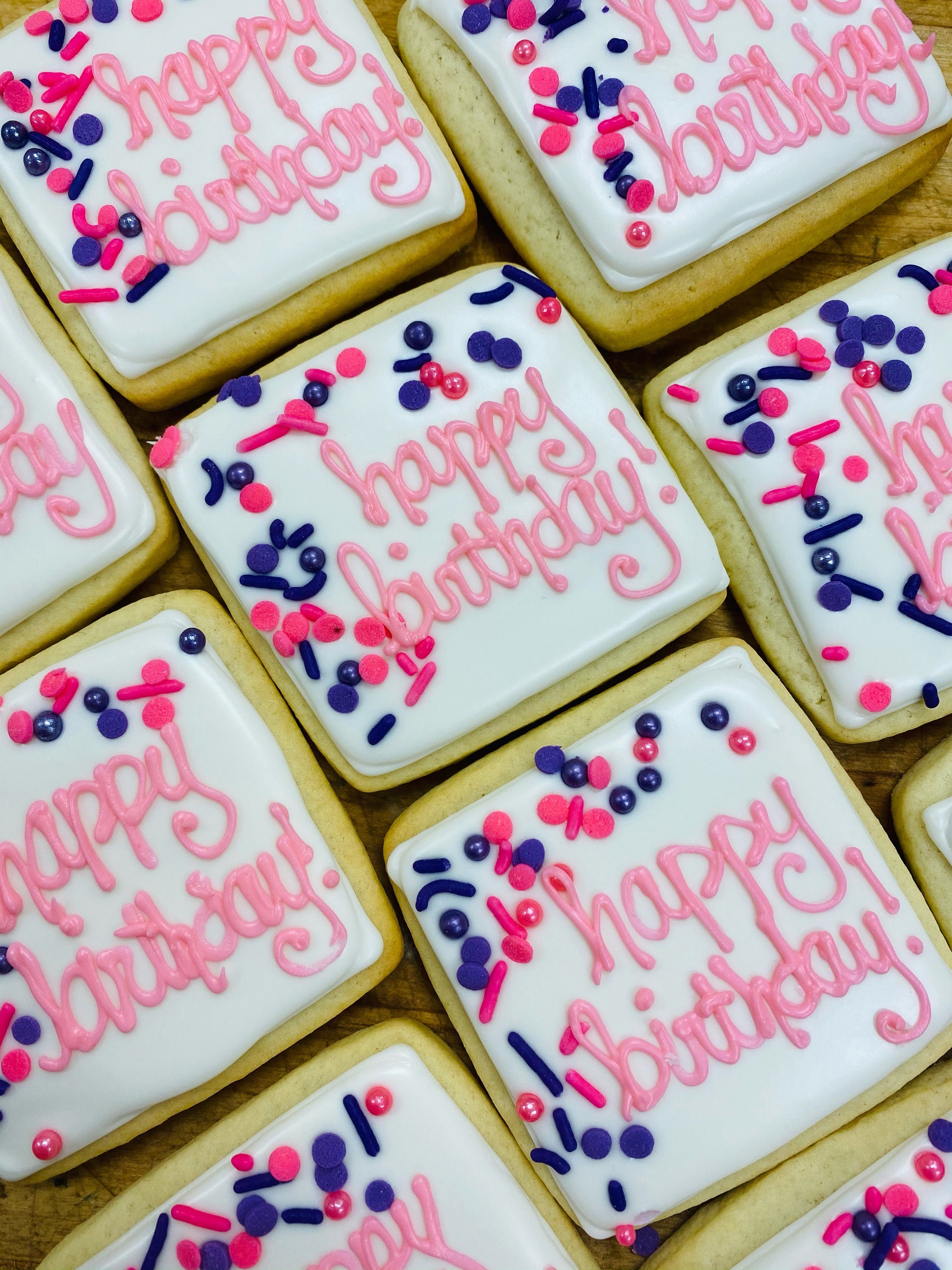 Happy Birthday Cookies Decorated Cookies Birthday Cookies Etsy