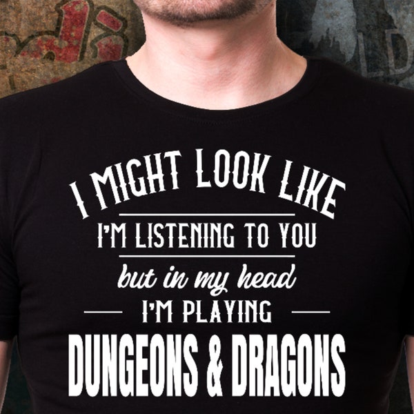 Funny Dungeons & Dragons T-Shirt  I'm Playing D and D In My Head  Unisex Cotton Tee for Gamers