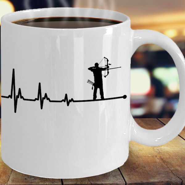 Bow hunter heartbeat, bow hunter gift, bow hunter mug, gift for bow hunter, hunting gift, hunting mug, hunter, archer, archer gift, archery