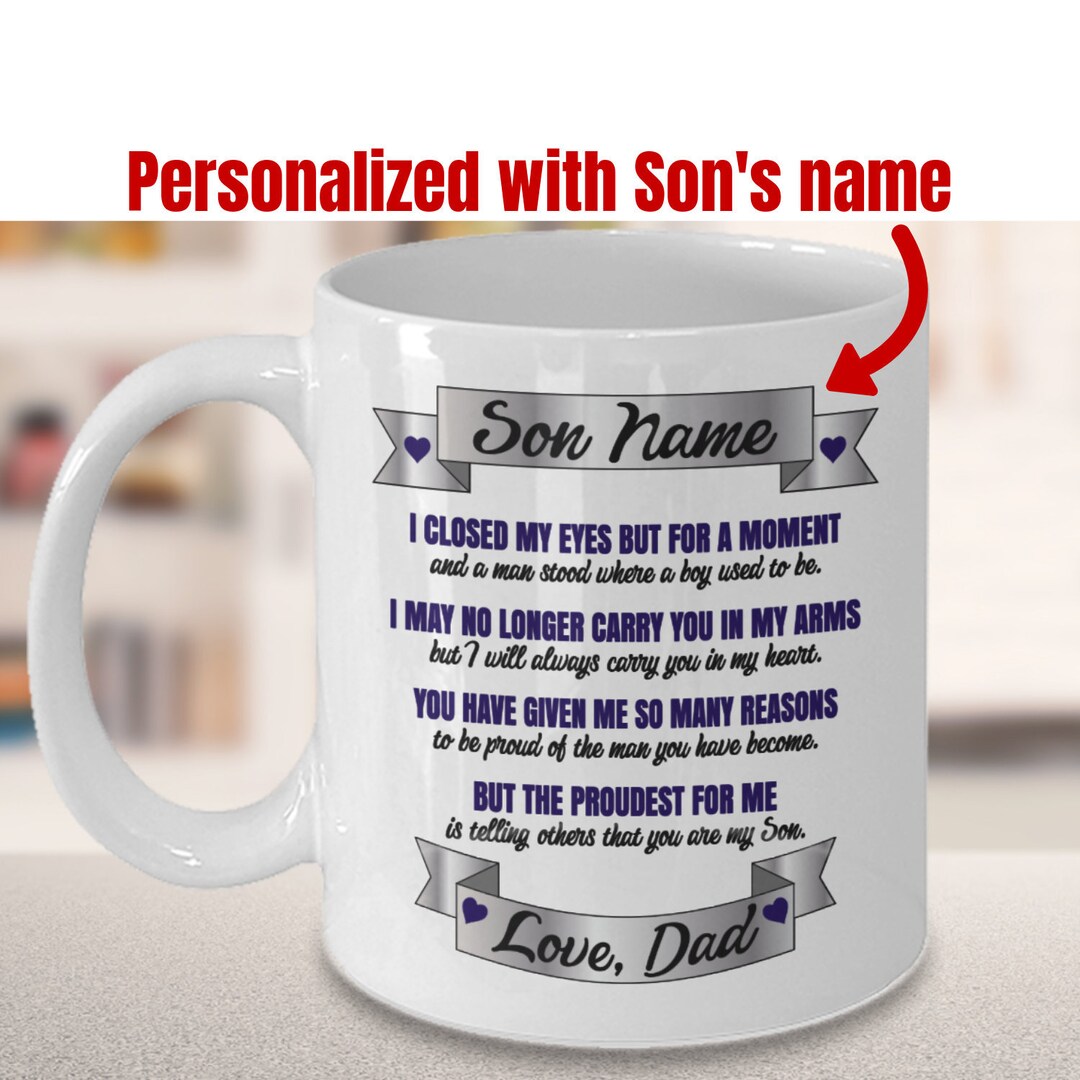 Dad to Son Personalized Mug, Dad to Son Custom Mug, Personalized Father to Son Gifts, Father to ...