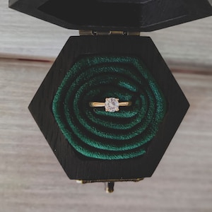 Hexagonal ring box. Ring box black. Wedding ring box. Ring bearer box. Proposal ring box. Engagement Wood Ring Holder. Gothic ring box.