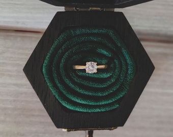 Hexagonal ring box. Ring box black. Wedding ring box. Ring bearer box. Proposal ring box. Engagement Wood Ring Holder. Gothic ring box.