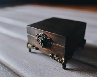 Ceremony ring box, Wedding ring box, Ring box wooden.