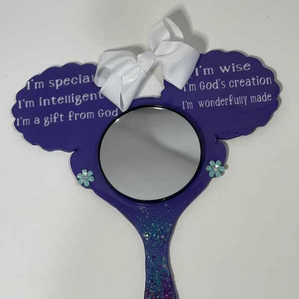 Little Girls Affirmation Mirror, Affirmation Mirror, Afro Puff Mirror, Little Boys Affirmation Mirror, Afro Mirror, Ladies Affirmation Mirro