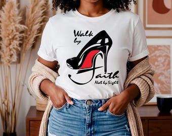 Camiseta Camina por Fe, Religiosa, Camiseta de Fe, Iglesia,