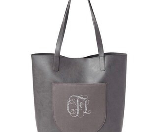 Ladies 2 piece Monogram Tote Bag, Monogrammed Hand Bag, Ladies Shoulder Bag, Personalized Purse, Christmas Gift For Ladies