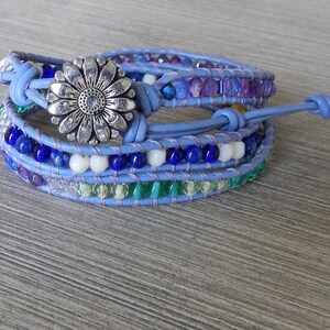 Blue Woven Triple-Wrap Bracelet