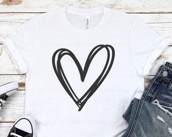 Heart T-Shirt, Cute Love Shirt, Valentines Day T-Shirt, T Shirt For Women, Valentines Gift
