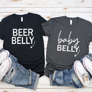 Camisas divertidas para el embarazo, camisa de cerveza para bebés, camisas para mamá papá, camisas para parejas durante el embarazo, camisa de anuncio de embarazo, camisa de mamá para ser