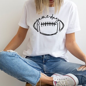 Spieltag Fußball-T-Shirt, süßes Fußball-Shirt, Fußball-T-Shirt, Frauen-Sport-Shirt, Spieltag-Shirt, Frauen-Fußball-T-Shirt