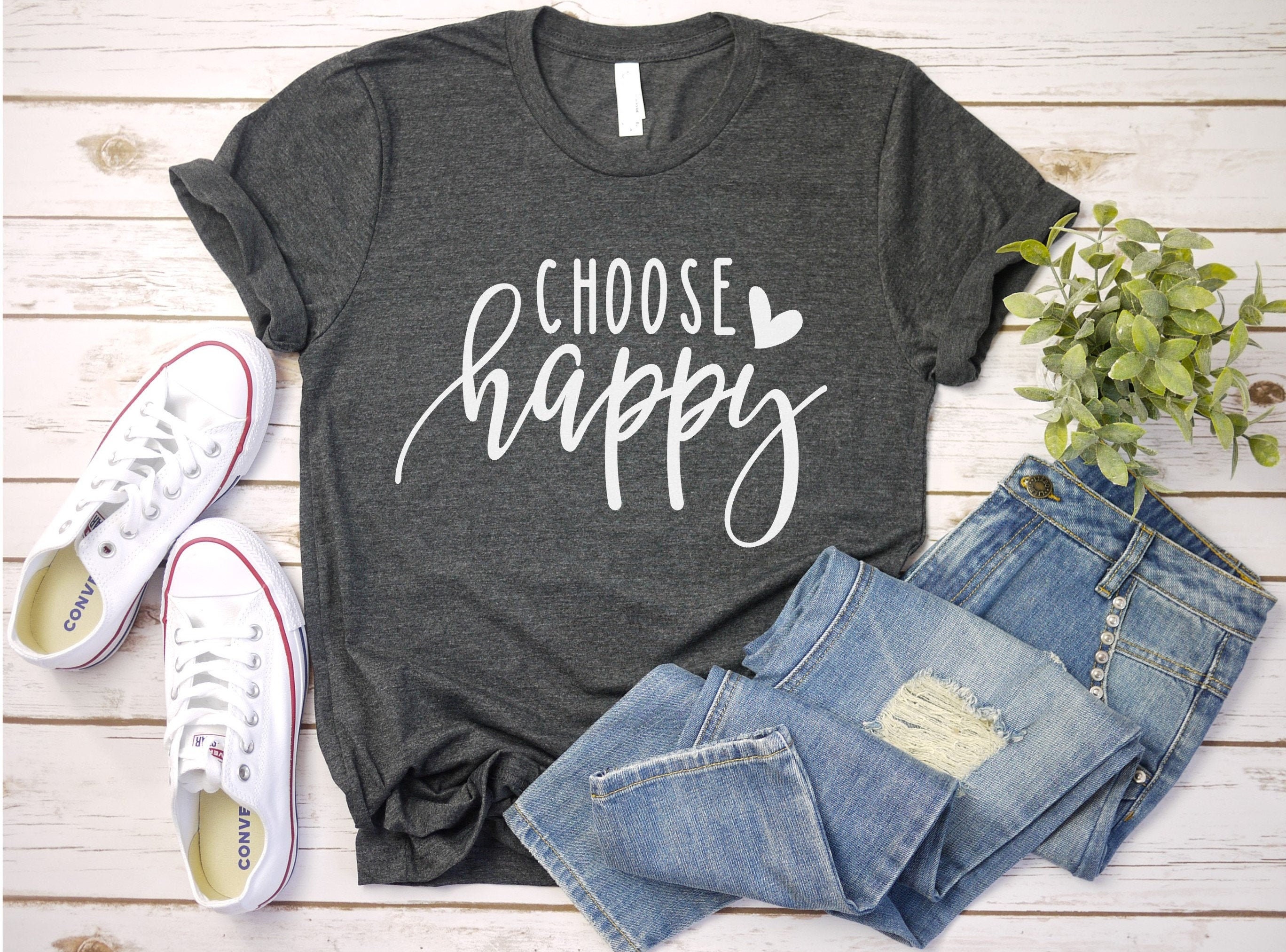 Choose Happy Inspirational T-shirt Love Shirt Cute Womens | Etsy