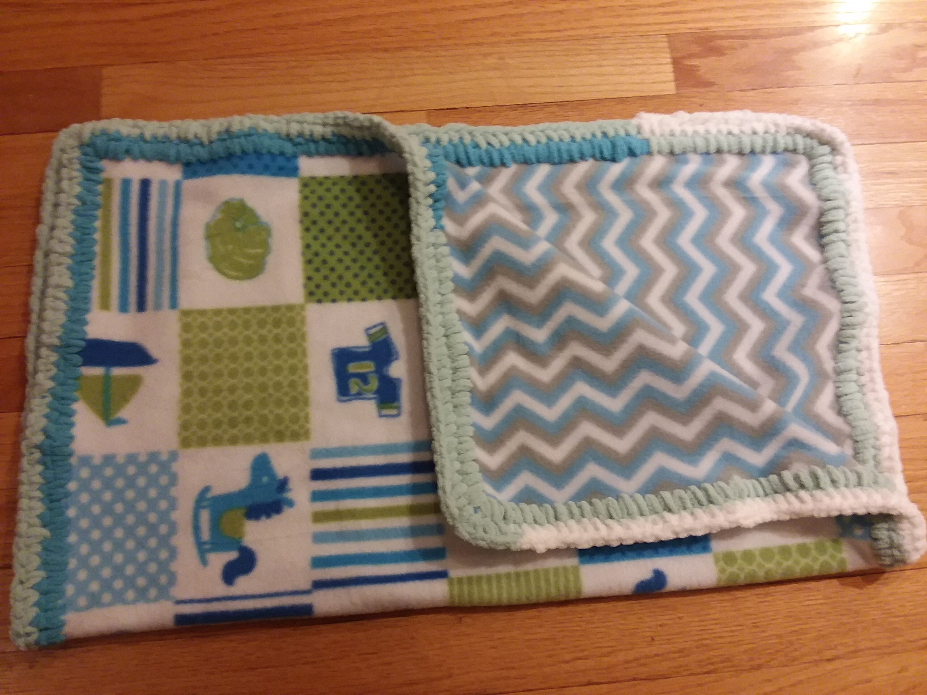 Polar Fleece Baby Blanket With Crochet Edging Etsy
