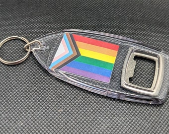 Progress Pride Flag Keyring, Magnet, Badge, Bottle Opener or Gift Set