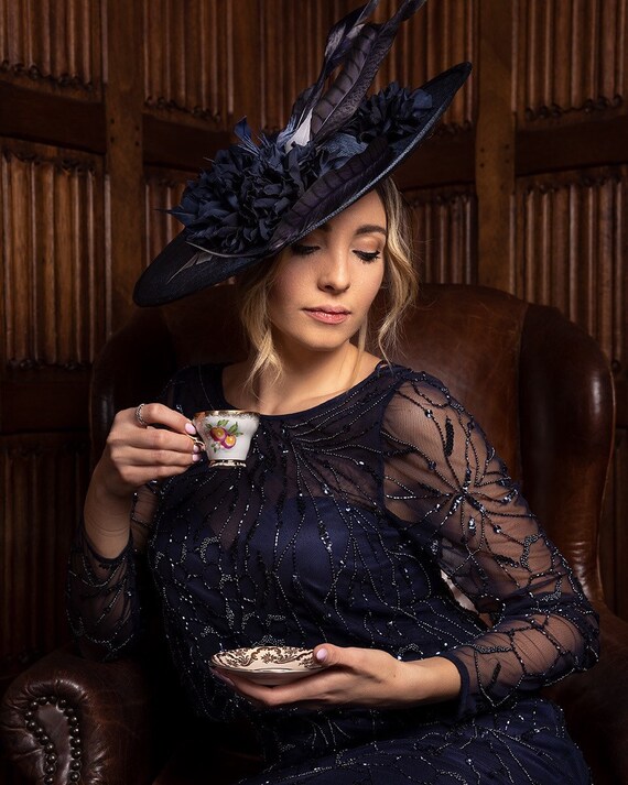 Gorgeous Navy Saucer Wedding Hatsaucer 