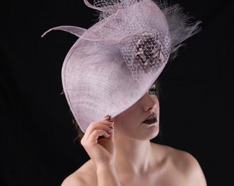 Kentucky derby hat, hat, lilac royal ascot hat for woman, straw fascinator, wedding hat, lilac ascot hat, mother of bride