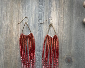 Handmade || beaded earrings || dangle drop tassel earrings