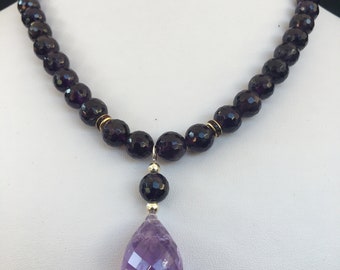 Amethyst faceted necklace