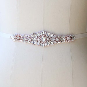 MULTIPLE COLORS BRIDAL Rhinestone Belt, Iron on Sparkling Belt for Wedding Gowns, Bridal Dresses. White, Silver, or Rose Gold S001