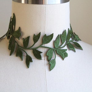 GREEN Iron on Leaves Lace Patch Applique for Wedding Gown, Dancing Costume, Dress, Neck Piece, HeadPiece. Iron on Patch A096