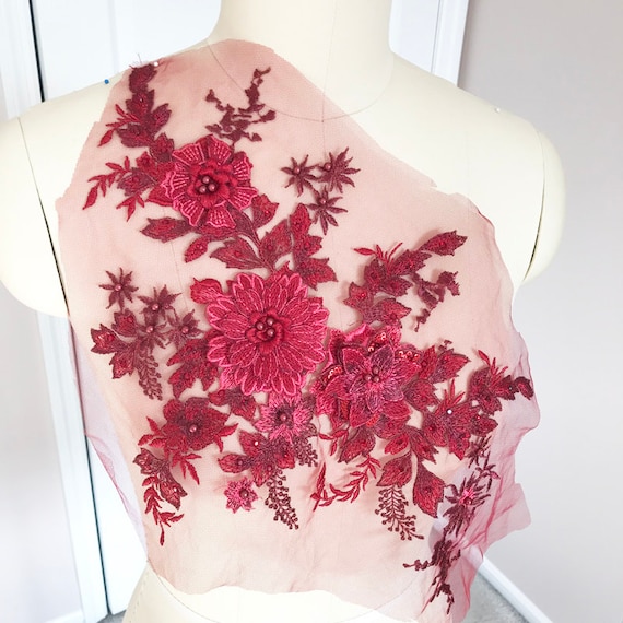 open lace back dress Burgundy A-Line Off-The-Shoulder Tulle Flower Applique Prom Dresses